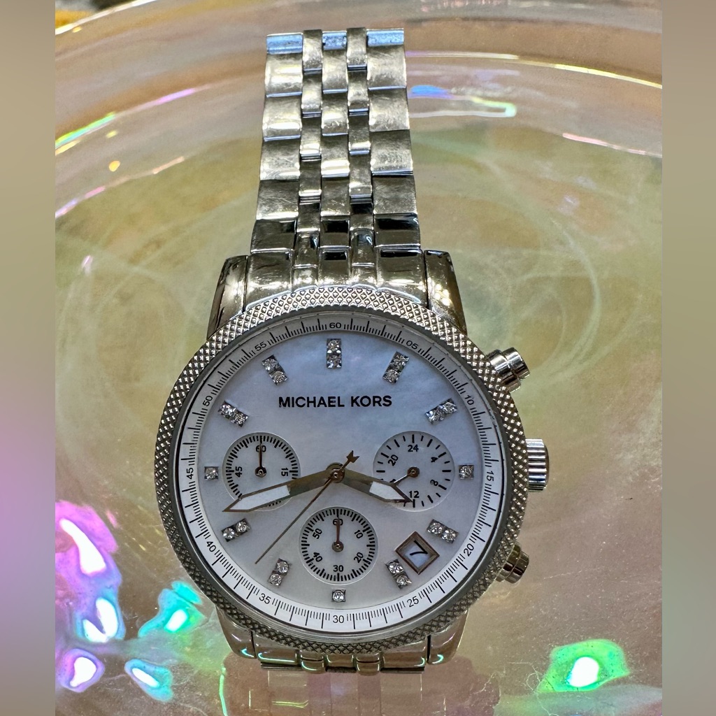 Michael Kors Mk5020 Chronograph Mother Of Pearl Dial Ladies Watch